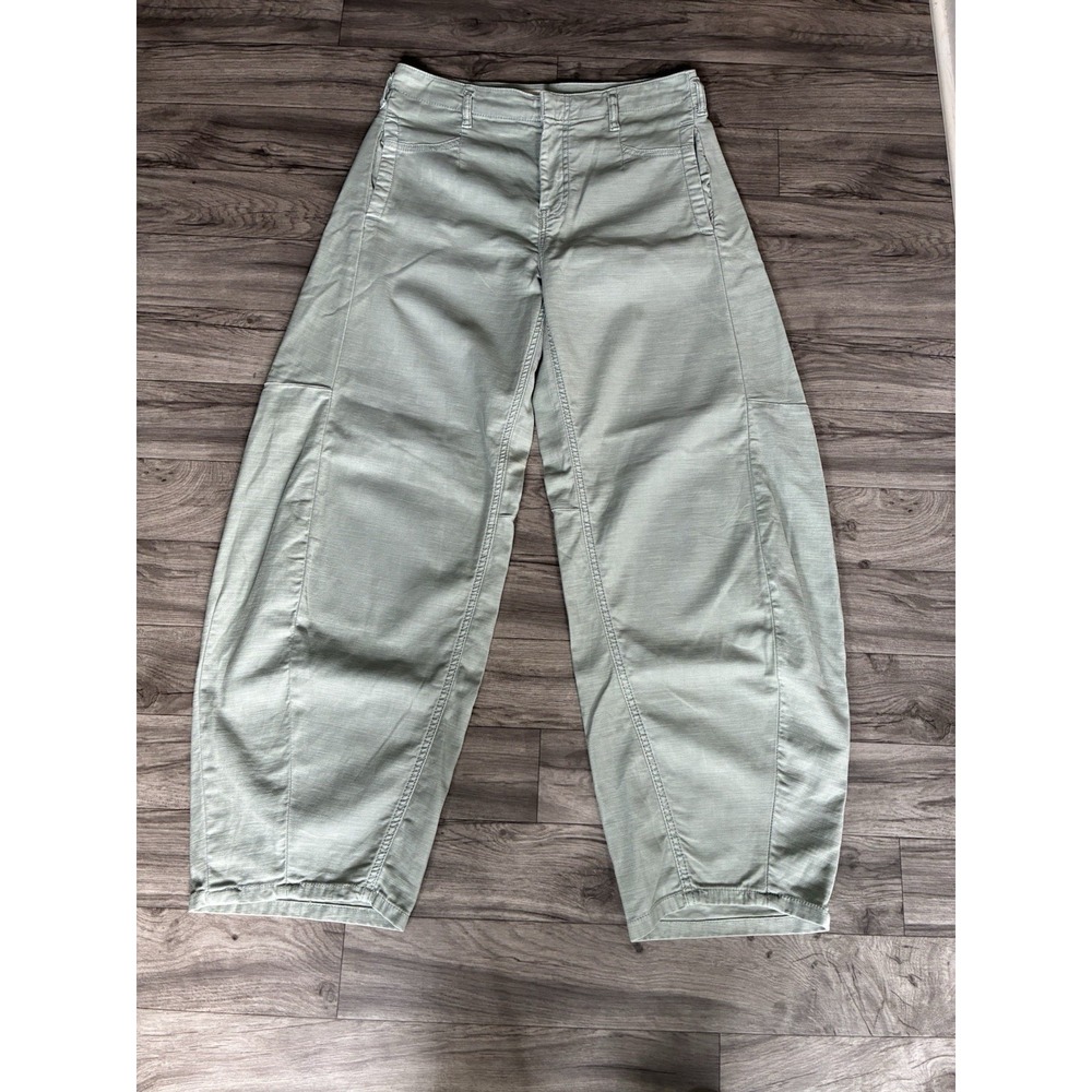 Pilcro Vintage Bow Full-Length Barrel Pants Sage Green Size 28 Anthropologie - Picture 2 of 16